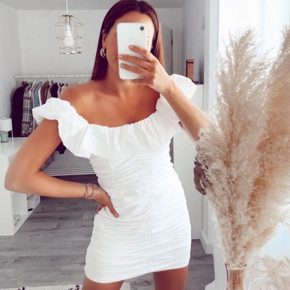 Zara White Draped Poplin Dress - Picture 8 of 8